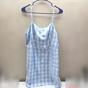 BP‎ Plaid Spaghetti Strap Mini Dress Blue White XL NEW
